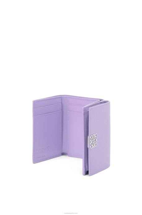 Loewe mujer cartera triple con anagrama de piel de becerro granulada LP641235 malva claro