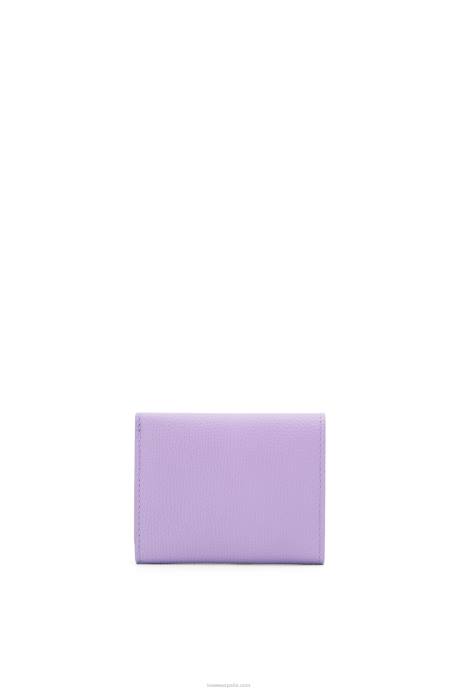 Loewe mujer cartera triple con anagrama de piel de becerro granulada LP641235 malva claro