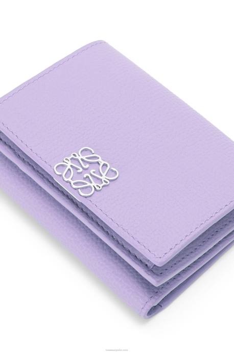 Loewe mujer cartera triple con anagrama de piel de becerro granulada LP641235 malva claro