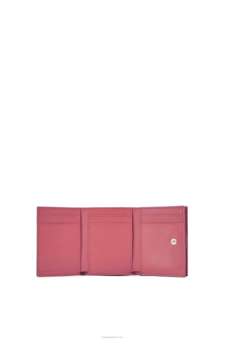Loewe mujer cartera triple con anagrama de piel de becerro granulada LP641238 ciruela