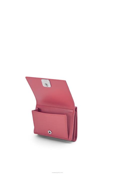 Loewe mujer cartera triple con anagrama de piel de becerro granulada LP641238 ciruela