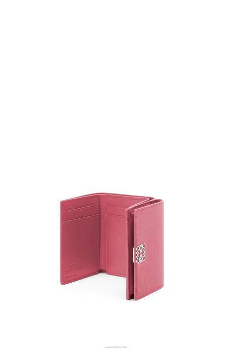 Loewe mujer cartera triple con anagrama de piel de becerro granulada LP641238 ciruela