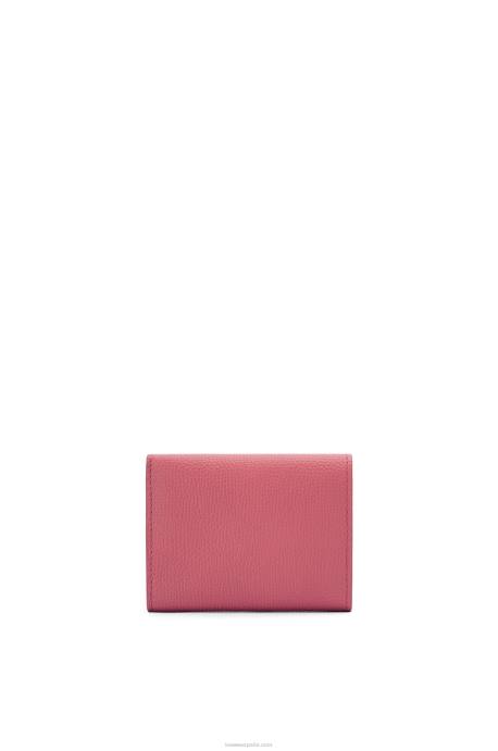 Loewe mujer cartera triple con anagrama de piel de becerro granulada LP641238 ciruela