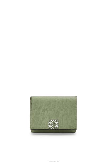 Loewe mujer cartera triple con anagrama de piel de becerro granulada LP641247 Romero