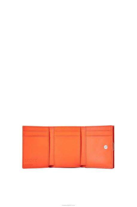 Loewe mujer cartera triple con anagrama de piel de becerro granulada LP641293 naranja