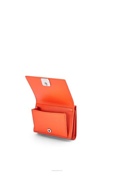 Loewe mujer cartera triple con anagrama de piel de becerro granulada LP641293 naranja