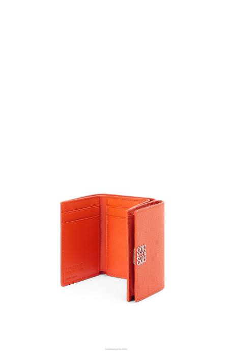 Loewe mujer cartera triple con anagrama de piel de becerro granulada LP641293 naranja
