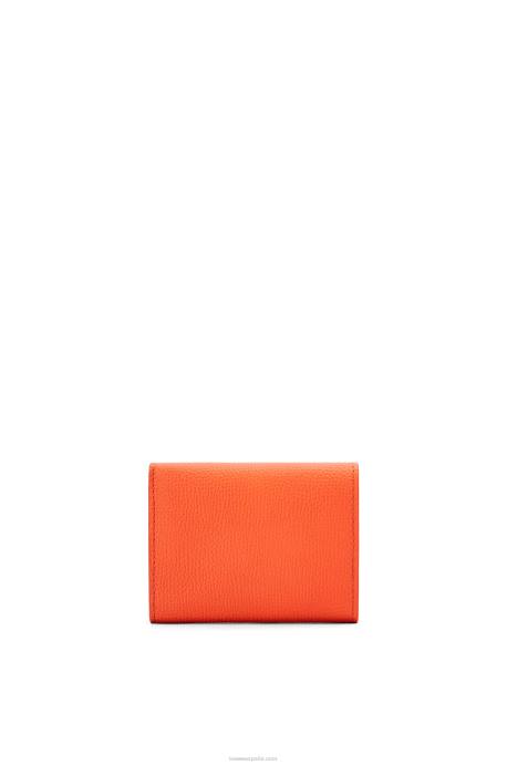 Loewe mujer cartera triple con anagrama de piel de becerro granulada LP641293 naranja