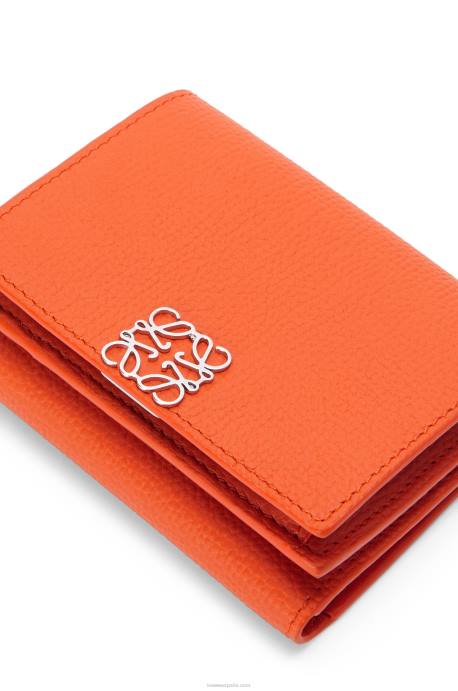 Loewe mujer cartera triple con anagrama de piel de becerro granulada LP641293 naranja