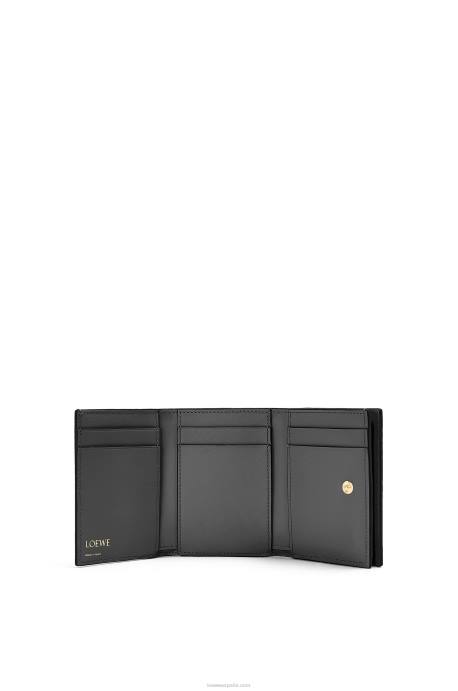 Loewe mujer cartera triple repeat de piel de becerro de seda grabada LP641274 negro