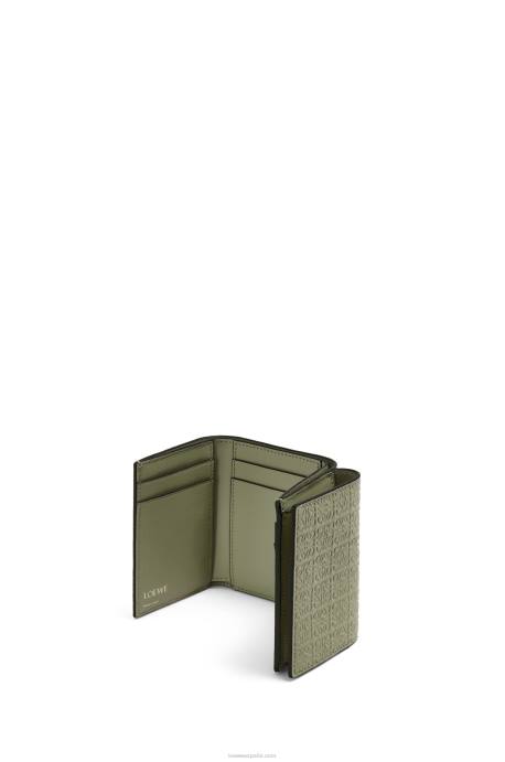 Loewe mujer cartera triple repeat de piel de becerro de seda grabada LP641277 aguacate verde