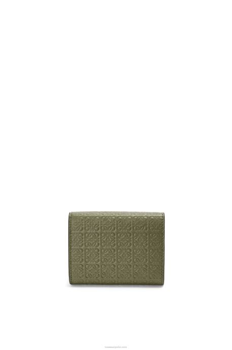 Loewe mujer cartera triple repeat de piel de becerro de seda grabada LP641277 aguacate verde