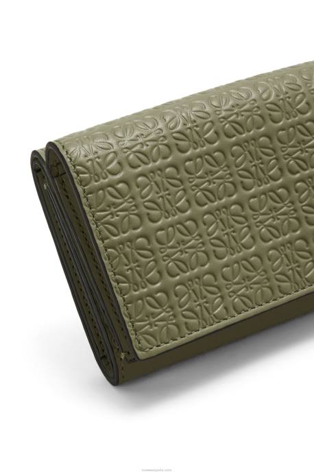 Loewe mujer cartera triple repeat de piel de becerro de seda grabada LP641277 aguacate verde