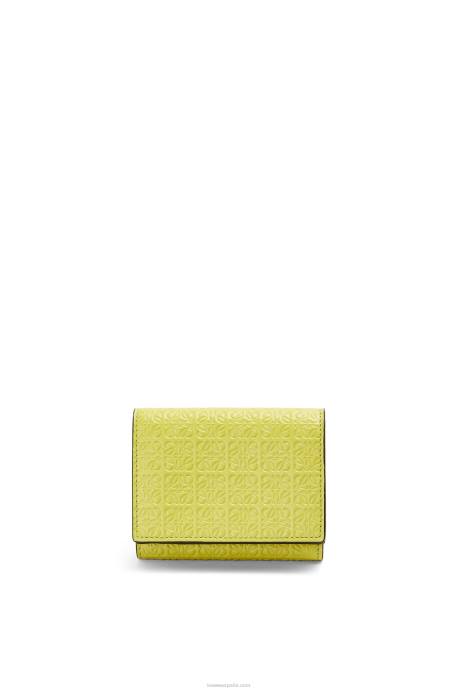 Loewe mujer cartera triple repeat de piel de becerro de seda grabada LP641317 amarillo lima