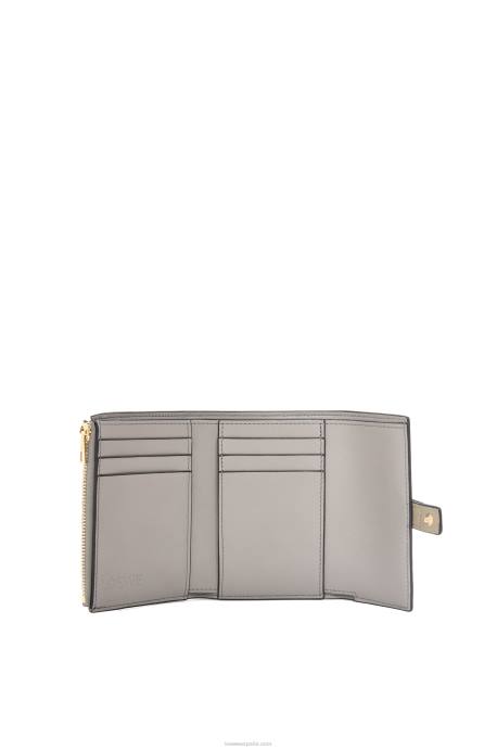 Loewe mujer cartera vertical pequeña de piel de becerro granulada suave LP641210 verde salvia/verde caqui oscuro