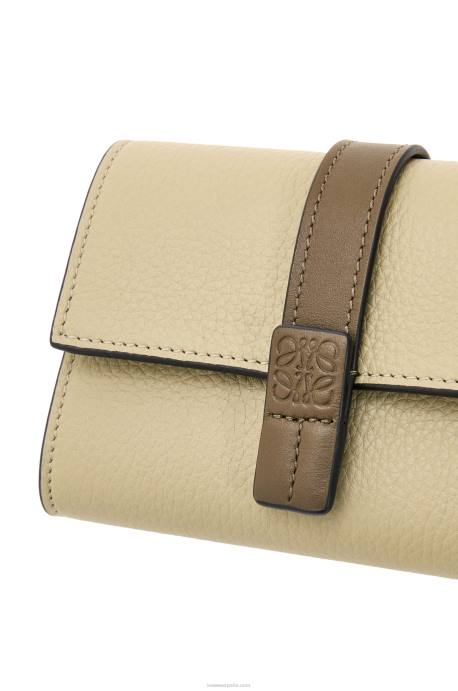 Loewe mujer cartera vertical pequeña de piel de becerro granulada suave LP641210 verde salvia/verde caqui oscuro