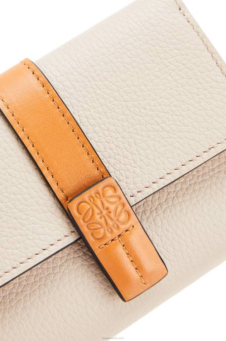 Loewe mujer cartera vertical pequeña de piel de becerro granulada suave LP641221 avena ligera/miel