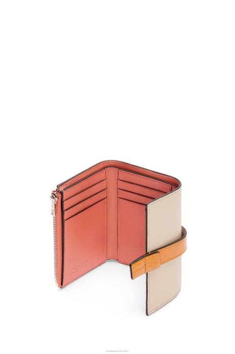 Loewe mujer cartera vertical pequeña de piel de becerro granulada suave LP641221 avena ligera/miel