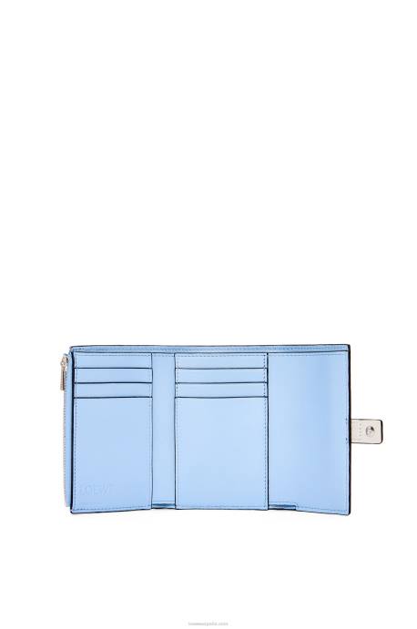 Loewe mujer cartera vertical pequeña de piel de becerro granulada suave LP641228 blanco suave/amarillo lima