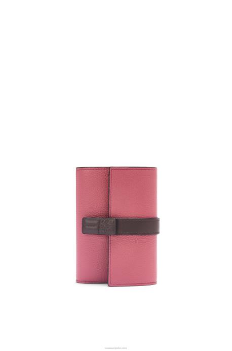 Loewe mujer cartera vertical pequeña de piel de becerro granulada suave LP641243 ciruela/chocolate