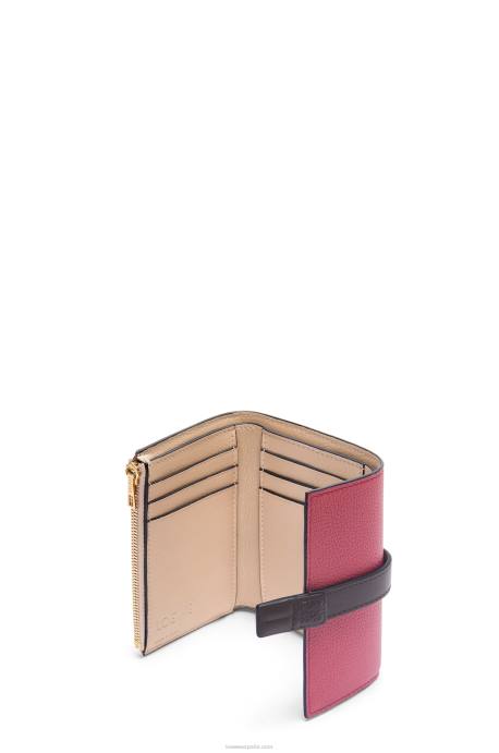 Loewe mujer cartera vertical pequeña de piel de becerro granulada suave LP641243 ciruela/chocolate