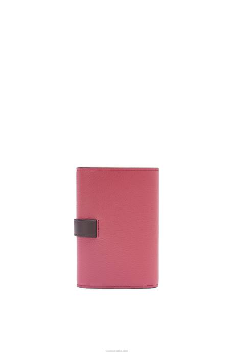Loewe mujer cartera vertical pequeña de piel de becerro granulada suave LP641243 ciruela/chocolate