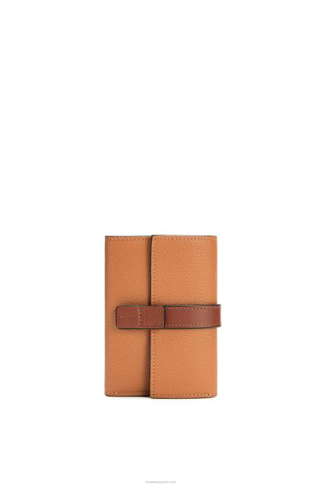 Loewe mujer cartera vertical pequeña de piel de becerro granulada suave LP641256 caramelo claro/pacana
