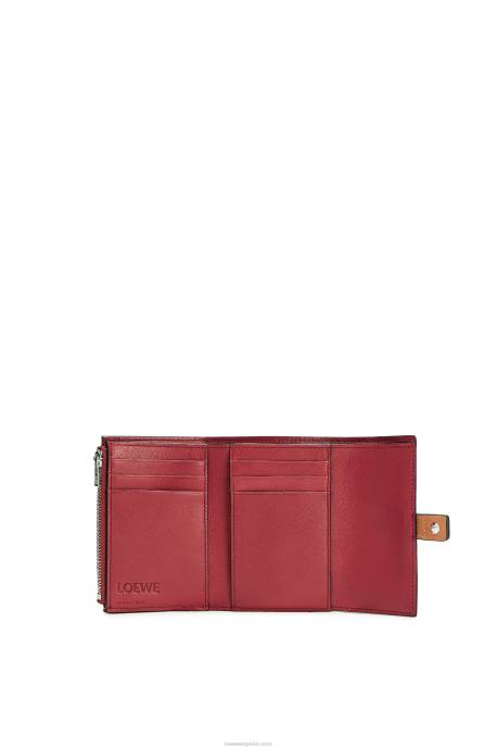 Loewe mujer cartera vertical pequeña de piel de becerro granulada suave LP641256 caramelo claro/pacana