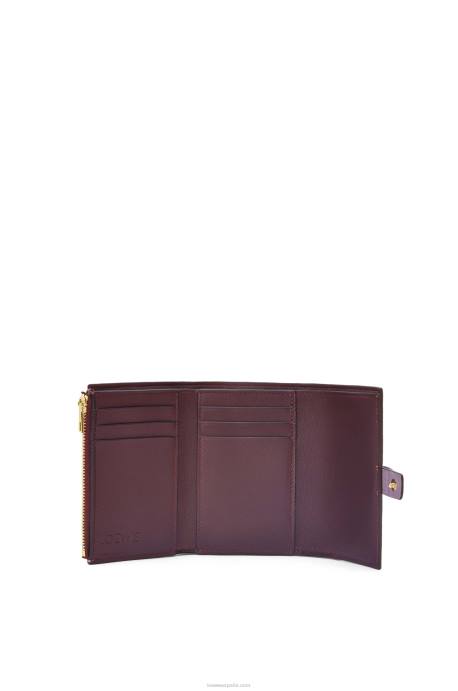Loewe mujer cartera vertical pequeña de piel de becerro granulada suave LP641270 malva sucio/tostado