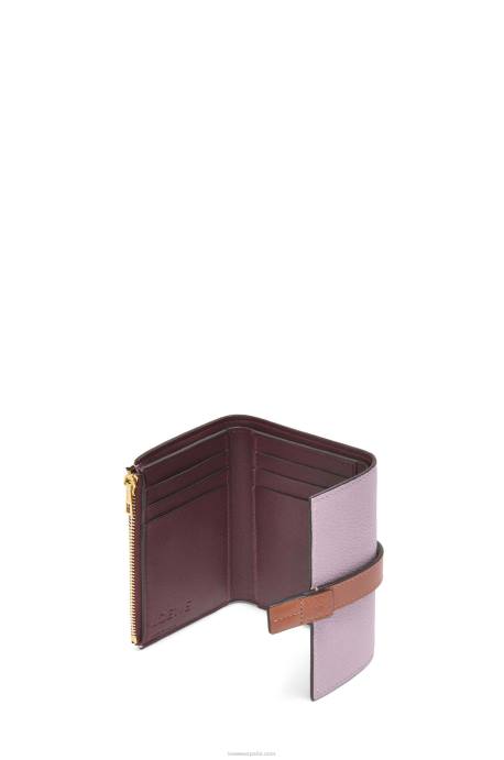 Loewe mujer cartera vertical pequeña de piel de becerro granulada suave LP641270 malva sucio/tostado