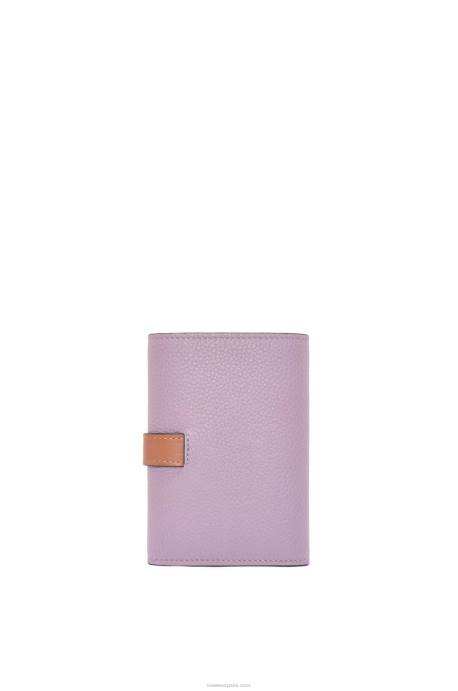 Loewe mujer cartera vertical pequeña de piel de becerro granulada suave LP641270 malva sucio/tostado