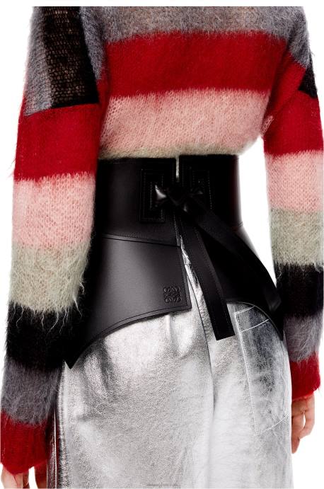 Loewe mujer cinturón obi de napa LP641154 negro