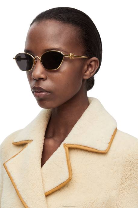 Loewe mujer Gafas de sol hexagonales con anagrama en metal LP641447 humo/moka