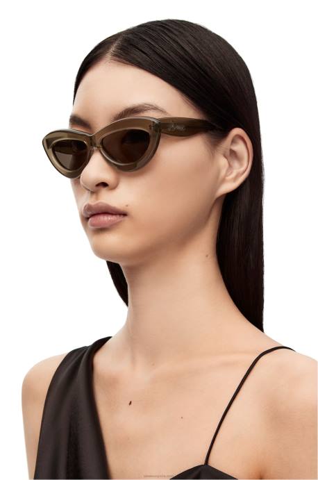 Loewe mujer gafas de sol cateye de acetato LP641498 marrón verde