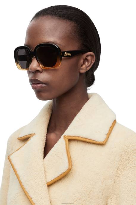Loewe mujer gafas de sol cuadradas en forma de media luna de acetato LP641438 degradado negro/beige