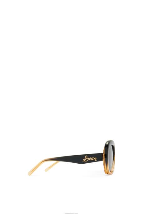 Loewe mujer gafas de sol cuadradas en forma de media luna de acetato LP641438 degradado negro/beige