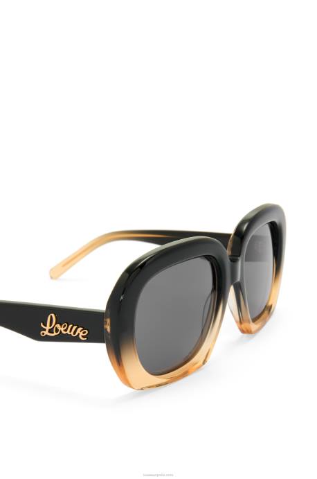 Loewe mujer gafas de sol cuadradas en forma de media luna de acetato LP641438 degradado negro/beige