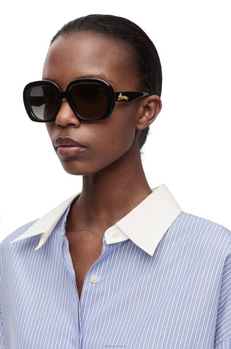 Loewe mujer gafas de sol cuadradas en forma de media luna de acetato LP641439 negro