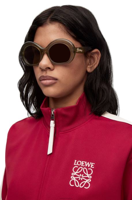 Loewe mujer gafas de sol de media luna de acetato LP641497 verde caqui