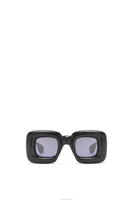 Loewe mujer gafas de sol infladas rectangulares de nailon LP641470 negro