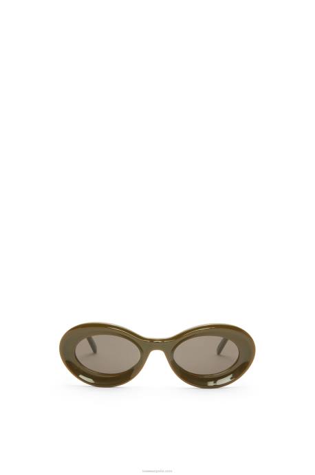 Loewe mujer gafas de sol loop en acetato LP641455 caqui brillante