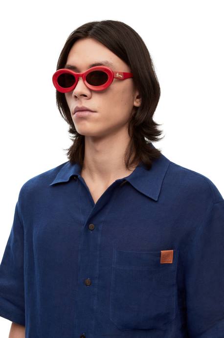 Loewe mujer gafas de sol loop en acetato LP641458 rojo brillante