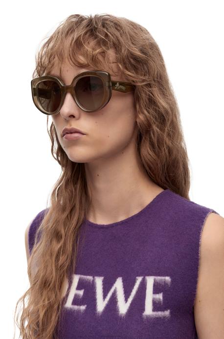 Loewe mujer gafas de sol mariposa de acetato LP641496 marrón verde