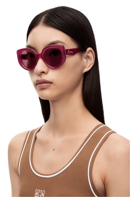 Loewe mujer gafas de sol mariposa de acetato LP641507 cereza