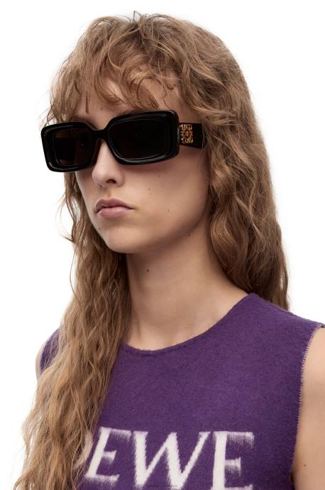 Loewe mujer lentes de sol rectangulares en acetato LP641426 negro