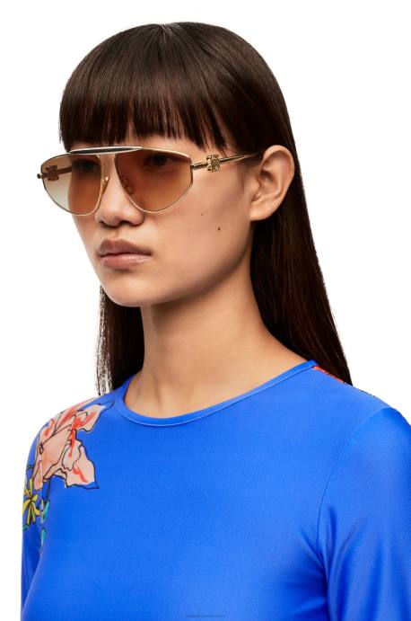 Loewe mujer spoiler nuevas gafas de sol de aviador en metal LP641448 marrón invierno
