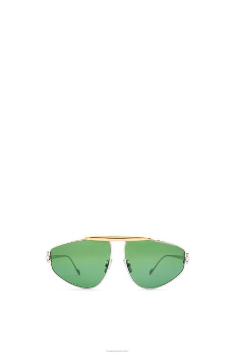 Loewe mujer spoiler nuevas gafas de sol de aviador en metal LP641449 verde oscuro