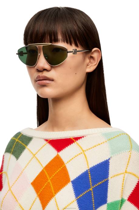 Loewe mujer spoiler nuevas gafas de sol de aviador en metal LP641449 verde oscuro