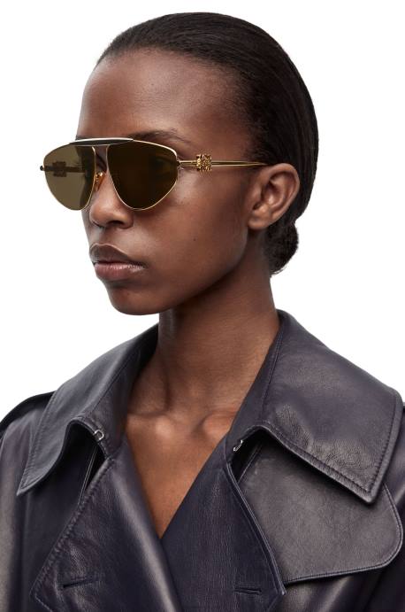 Loewe mujer spoiler nuevas gafas de sol de aviador en metal LP641450 oro multitono