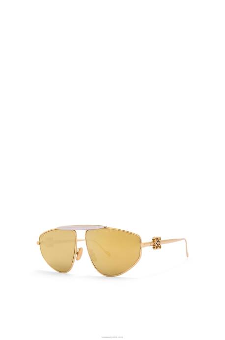 Loewe mujer spoiler nuevas gafas de sol de aviador en metal LP641450 oro multitono